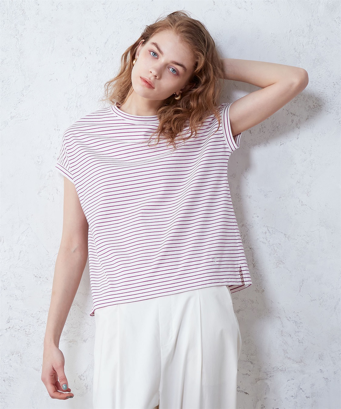 LE SOUK HOLIDAY モックネックボーダーTシャツ_variation_2