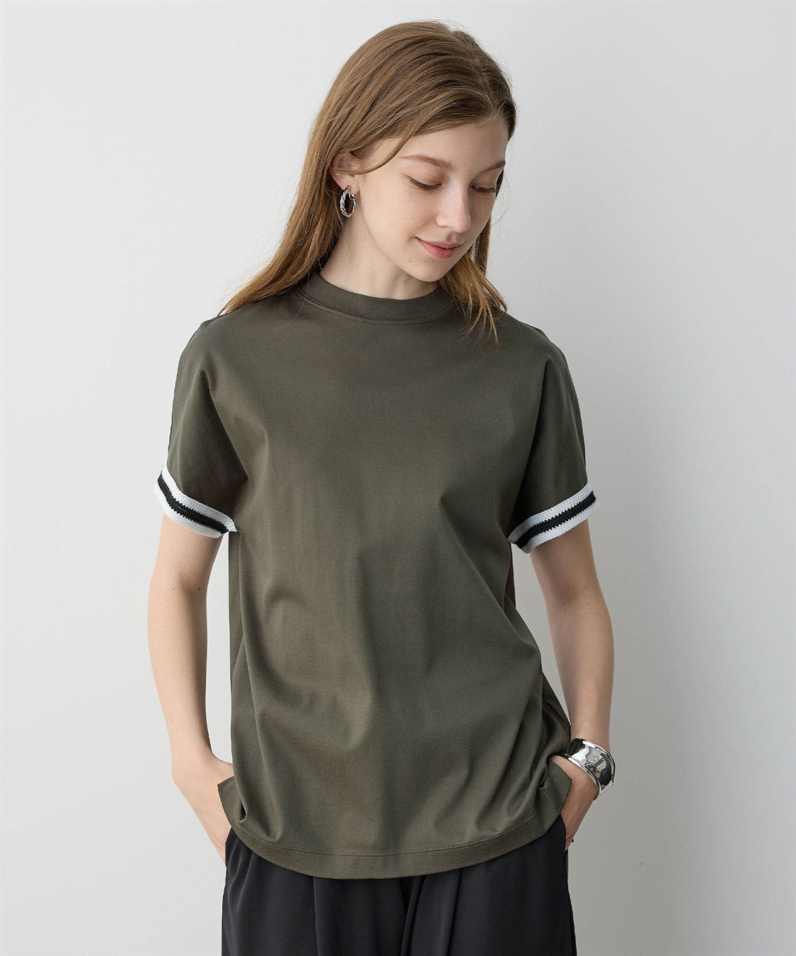 LE SOUK HOLIDAY ラインモックネックTシャツ【接触冷感】_main