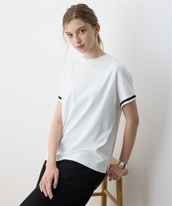 LE SOUK HOLIDAY ラインモックネックTシャツ【接触冷感】_variationthumb_1