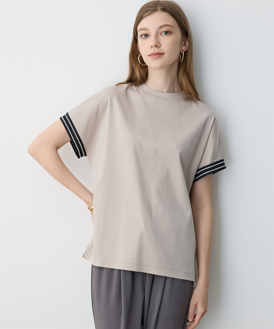 LE SOUK HOLIDAY ラインモックネックTシャツ【接触冷感】_variation_3