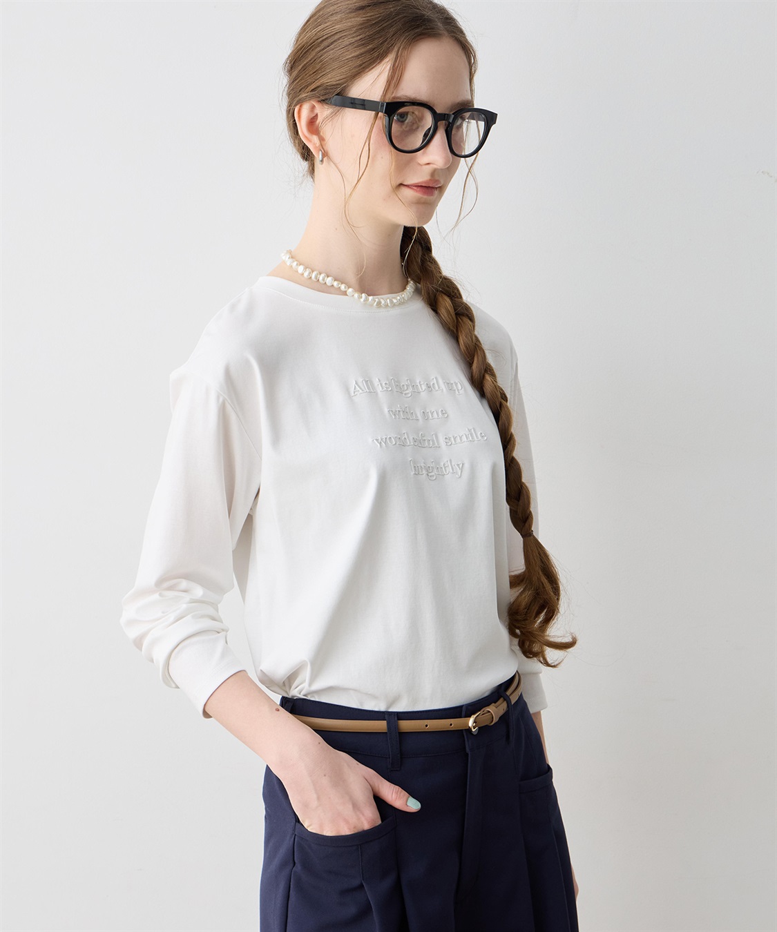 LE SOUK HOLIDAY 刺しゅうロングＴシャツ【接触冷感】_variation_1