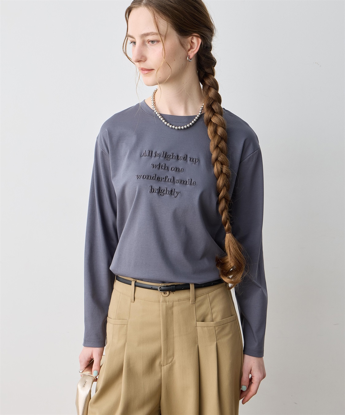 LE SOUK HOLIDAY 刺しゅうロングＴシャツ【接触冷感】_variation_2