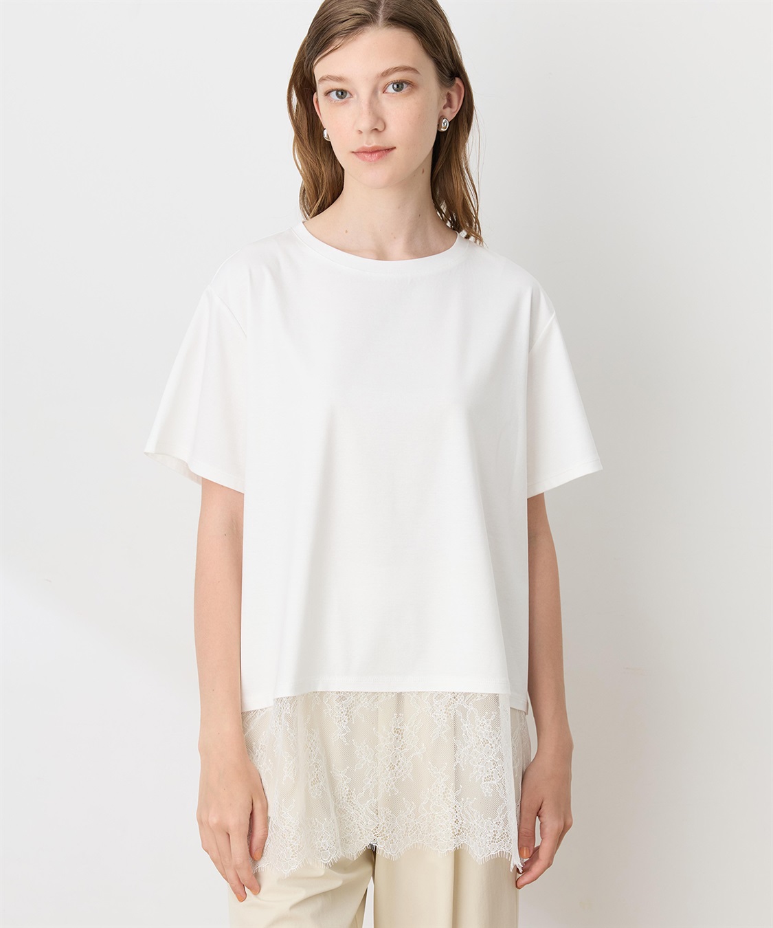 LE SOUK HOLIDAY 裾レースドッキングTシャツ【接触冷感】_variation_2