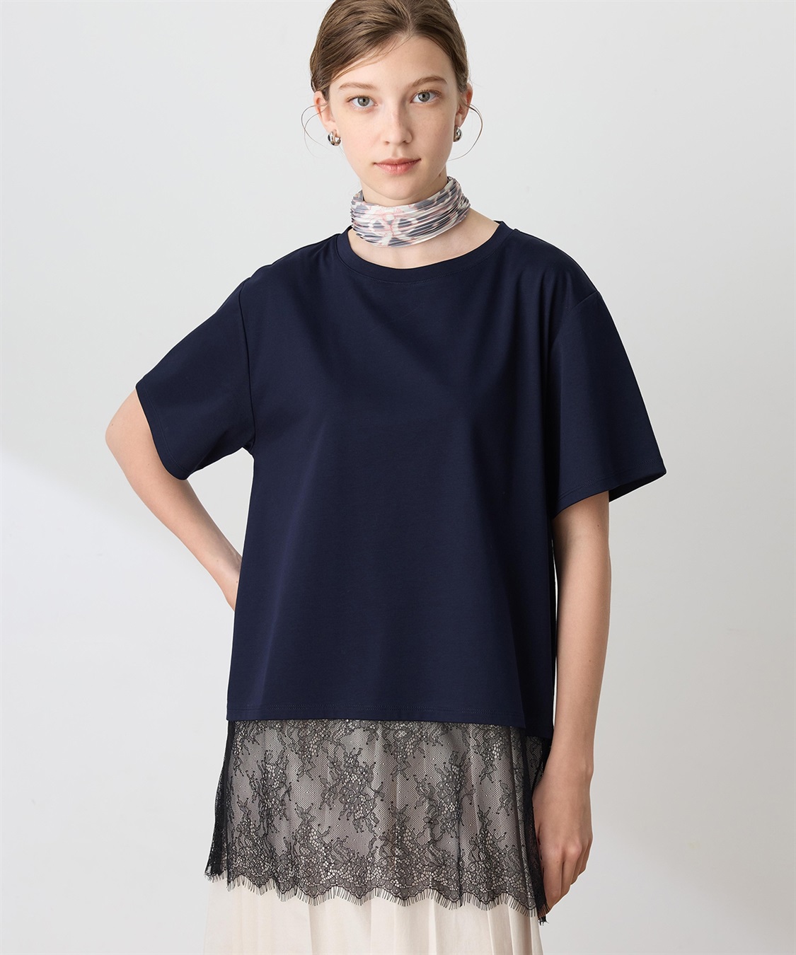 LE SOUK HOLIDAY 裾レースドッキングTシャツ【接触冷感】_variation_3