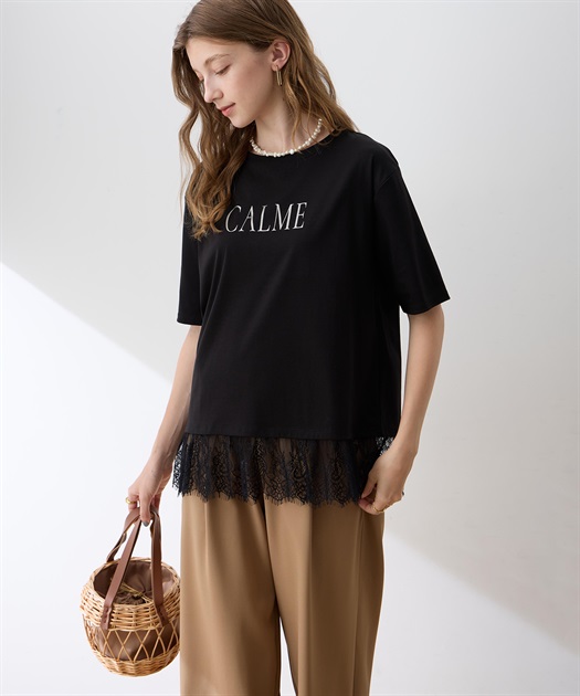 レースドッキングプリントTシャツ【接触冷感・吸水速乾】