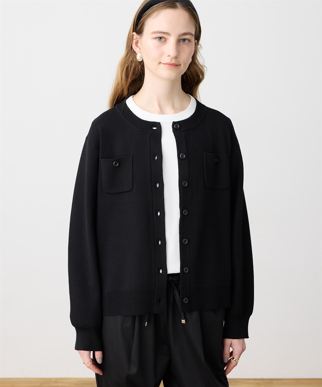 LE SOUK HOLIDAY ニットクルーネックカーディガン【ハンドウォッシャブル】_variation_2
