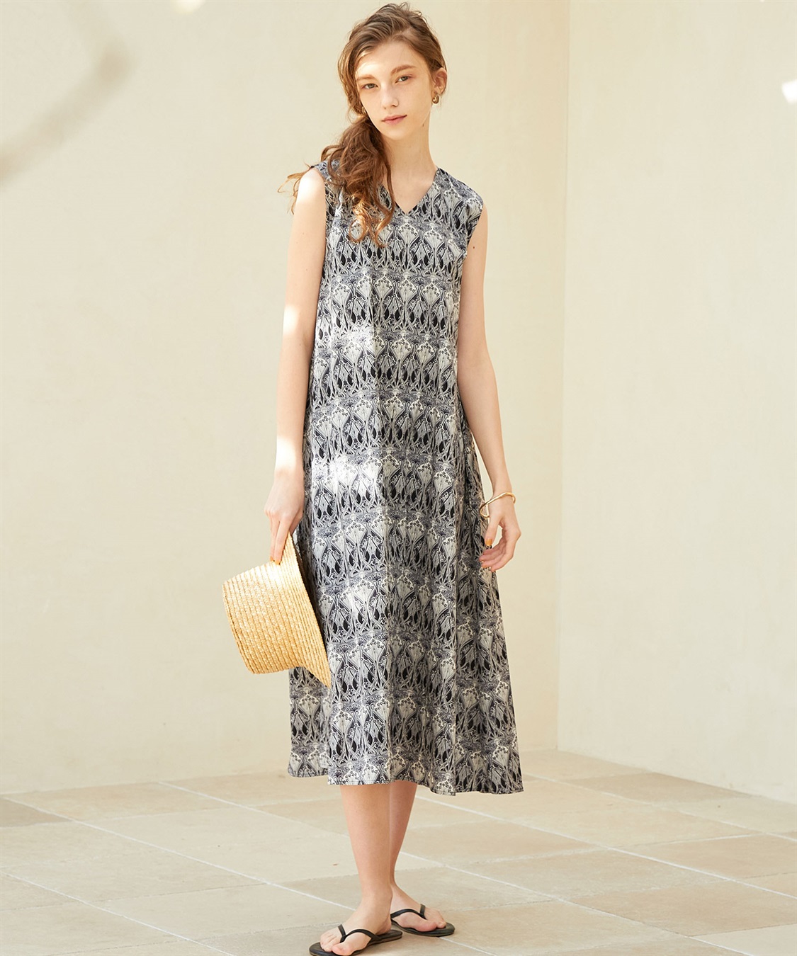 LE SOUK HOLIDAY リバティＶネックプリントワンピース_main