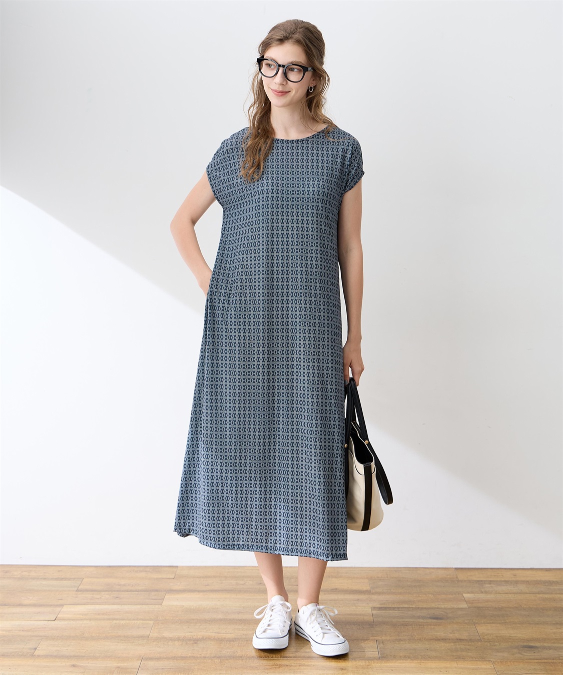 LE SOUK HOLIDAY ストレッチリネンライクプリントワンピース【接触冷感・UVカット】_main