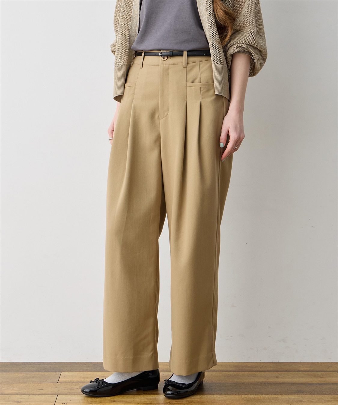 LE SOUK HOLIDAY タックチノパンツ【接触冷感・UVカット・後ろウエストゴム】_variation_1