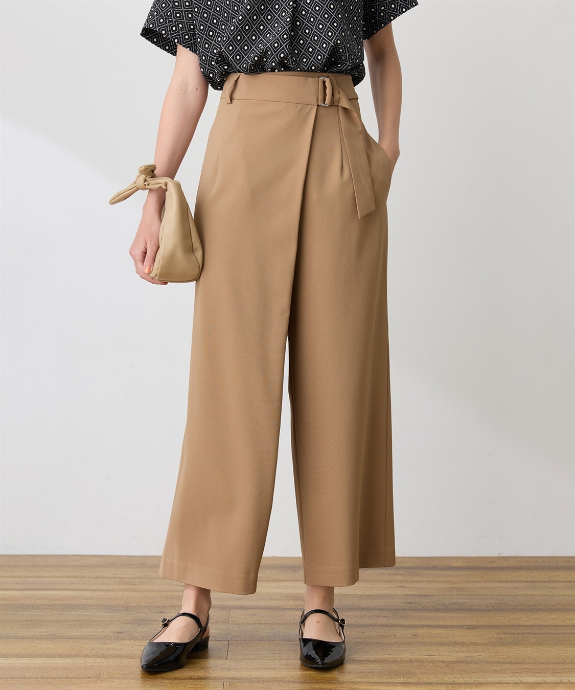 LE SOUK HOLIDAY ベルト付きストレッチワイドパンツ【接触冷感・UVカット・シワになりにくい・後ろウエストゴム】_variation_2