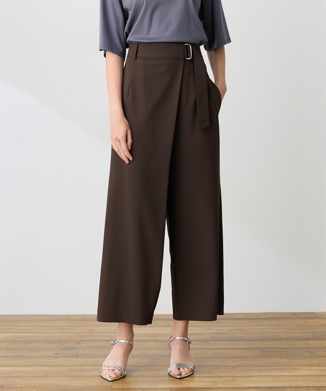 LE SOUK HOLIDAY ベルト付きストレッチワイドパンツ【接触冷感・UVカット・シワになりにくい・後ろウエストゴム】_variation_3