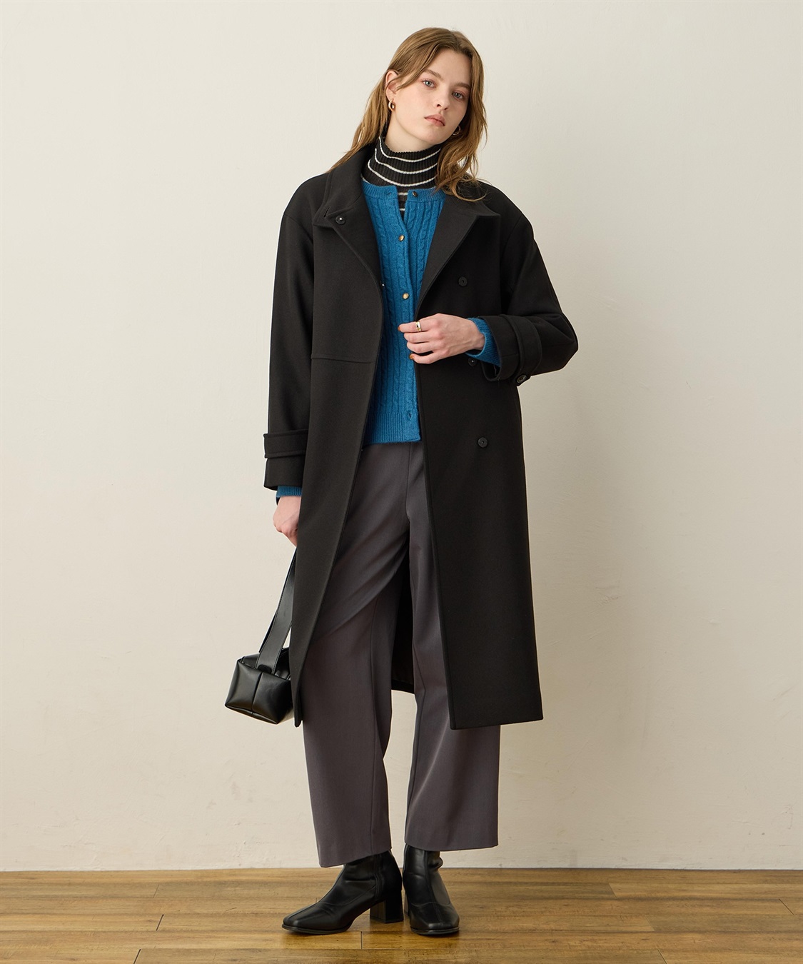 LE SOUK HOLIDAY フェイクウールスタンドカラーロングコート_variation_1