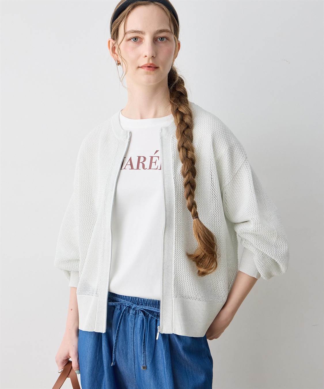 LE SOUK HOLIDAY ラメメッシュジップアップブルゾン【ハンドウォッシャブル】_main