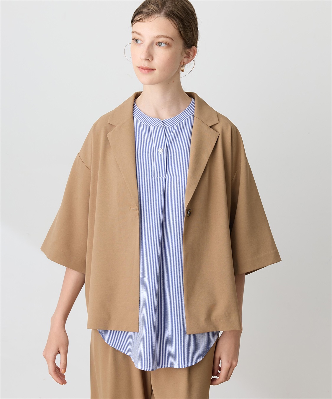 LE SOUK HOLIDAY ハーフスリーブストレッチシャツジャケット【接触冷感・UVカット・シワになりくい】_variation_2