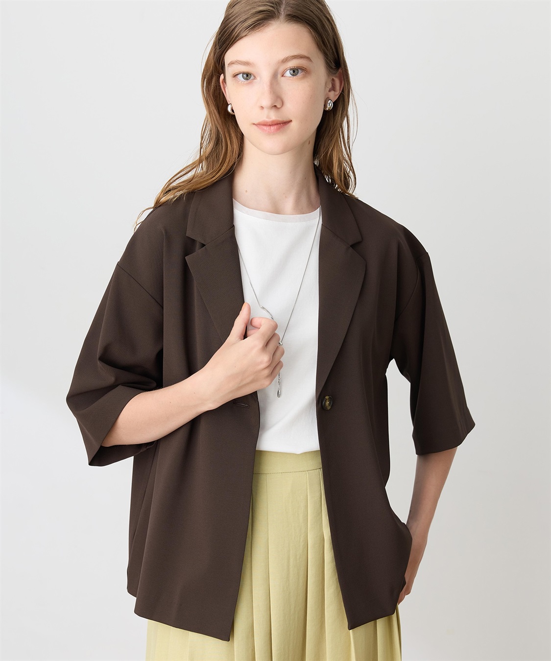 LE SOUK HOLIDAY ハーフスリーブストレッチシャツジャケット【接触冷感・UVカット・シワになりくい】_variation_3