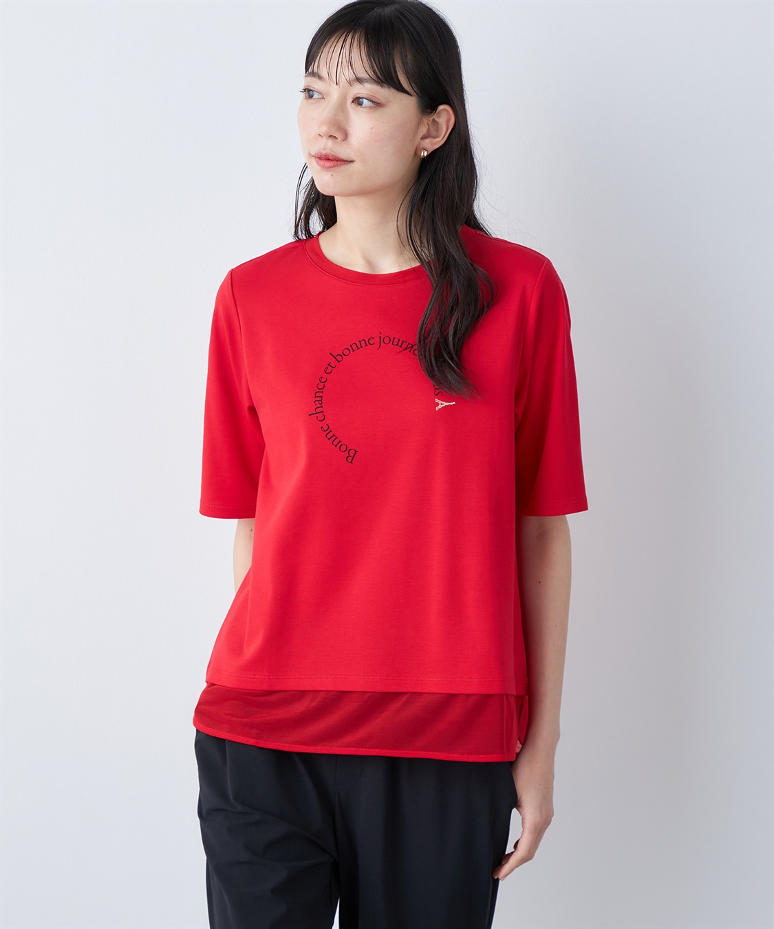 A/C DESIGN BY ALPHA CUBIC シアー切替ロゴTシャツ_main
