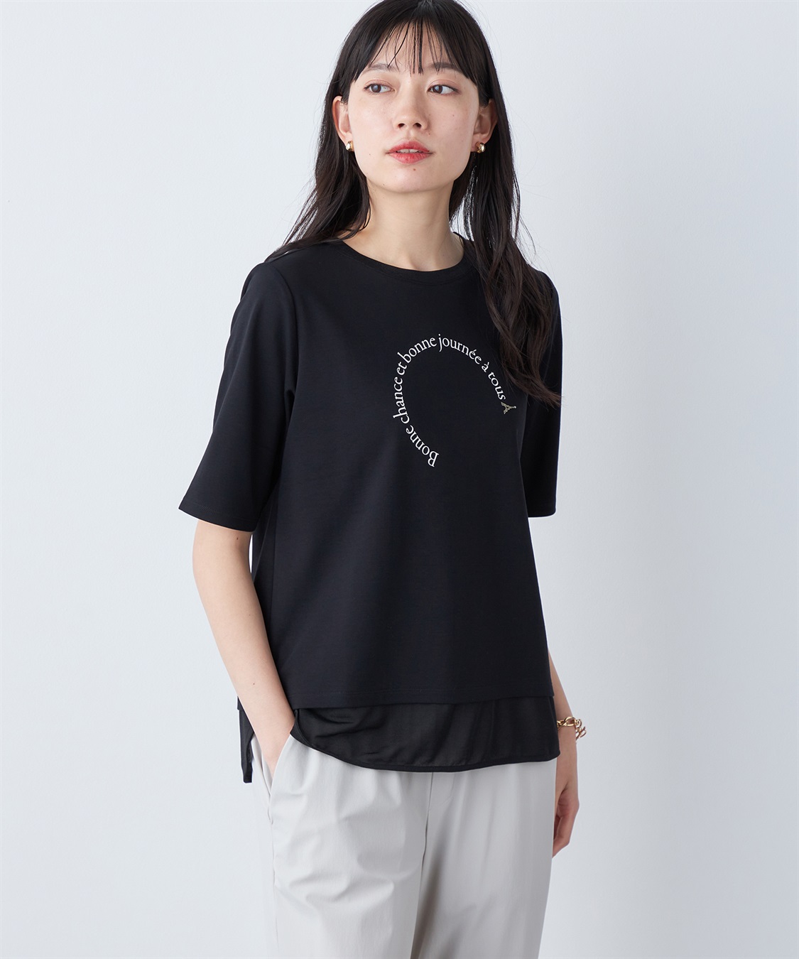 A/C DESIGN BY ALPHA CUBIC シアー切替ロゴTシャツ_variation_1