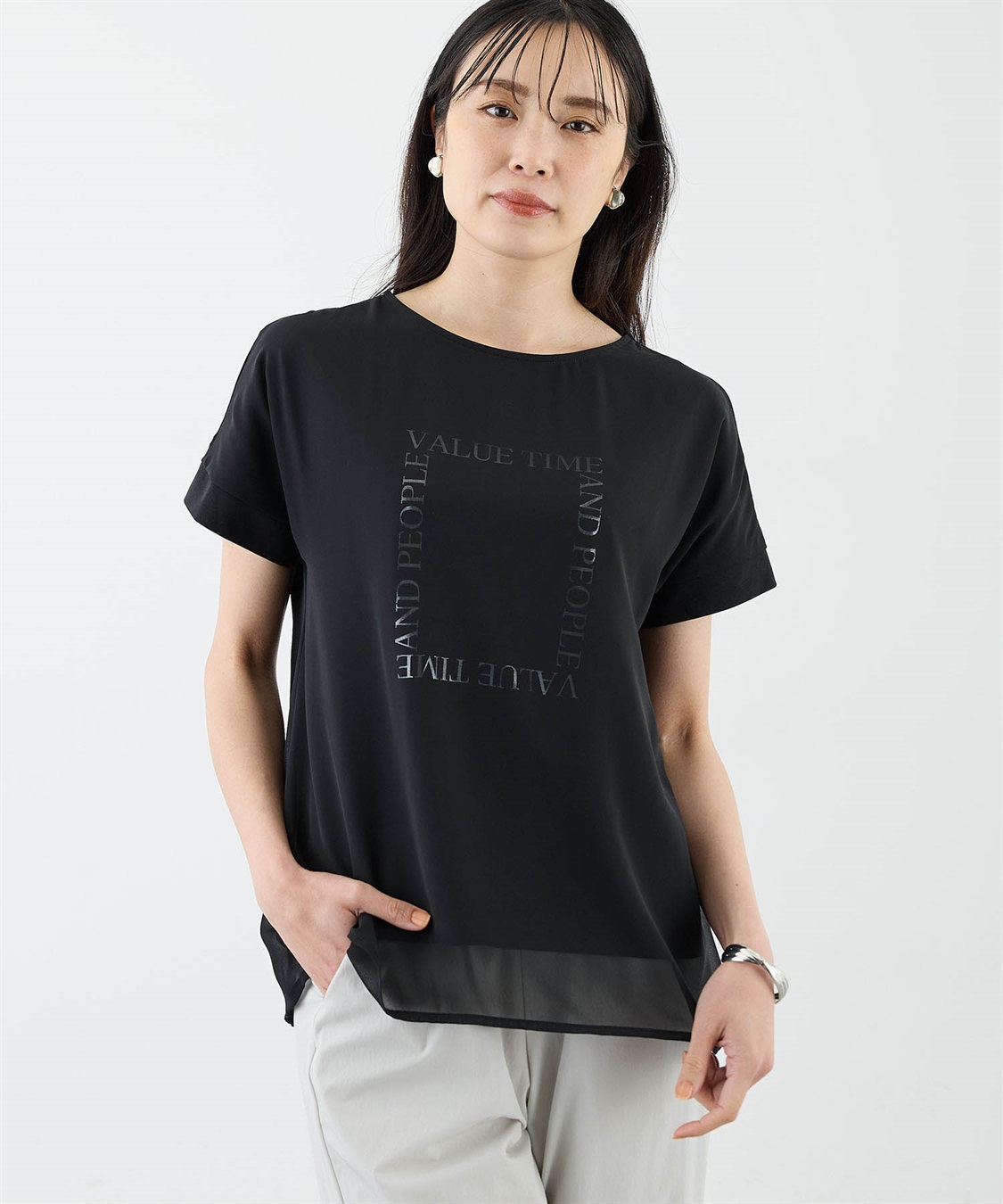 A/C DESIGN BY ALPHA CUBIC シアーレイヤードロゴTシャツ_variation_1