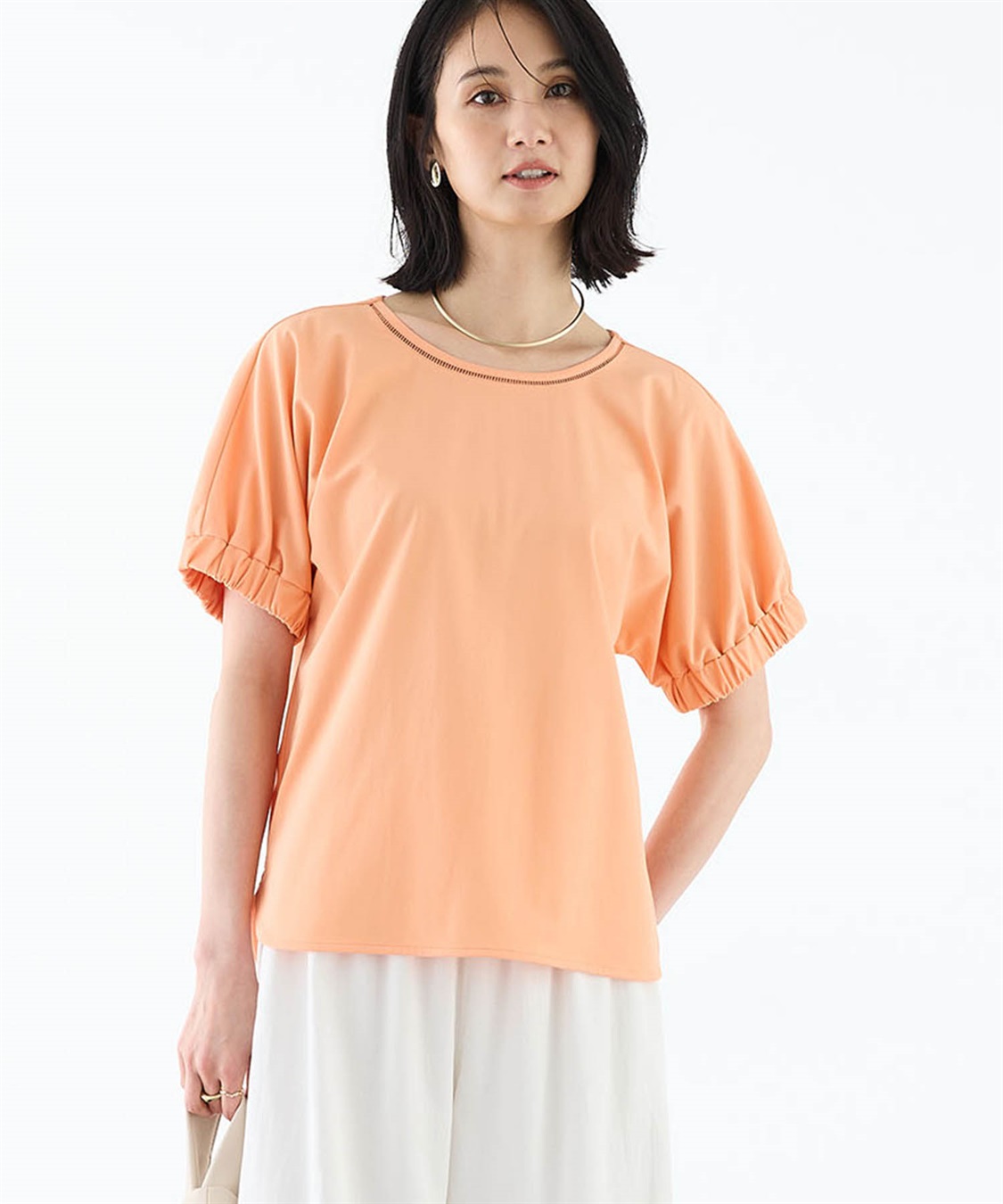 A/C DESIGN BY ALPHA CUBIC 袖シャーリングドルマンプルオーバー【接触冷感・UVカット】_main