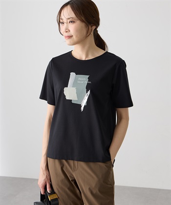 グラフィックロゴTシャツ【すごツヤ・接触冷感・UVカット】(ブラック-M)