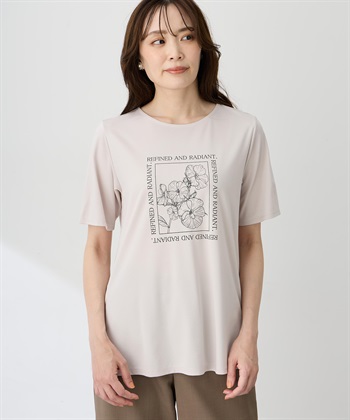 A/C DESIGN BY ALPHA CUBIC フラワーイラストプリントＴシャツ【ひやツヤ・UVカット・接触冷感】_variationthumb_1