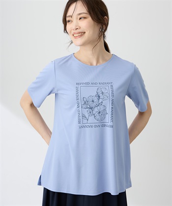 A/C DESIGN BY ALPHA CUBIC フラワーイラストプリントＴシャツ【ひやツヤ・UVカット・接触冷感】_variationthumb_2
