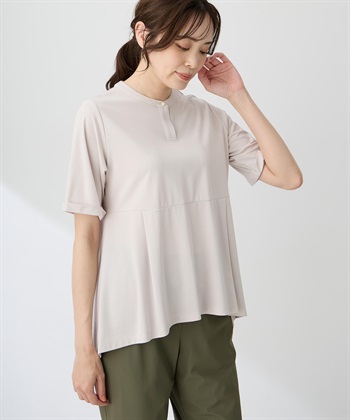 A/C DESIGN BY ALPHA CUBIC クルーネックペプラムTシャツ【ひやツヤ・UVカット・接触冷感】_variationthumb_1
