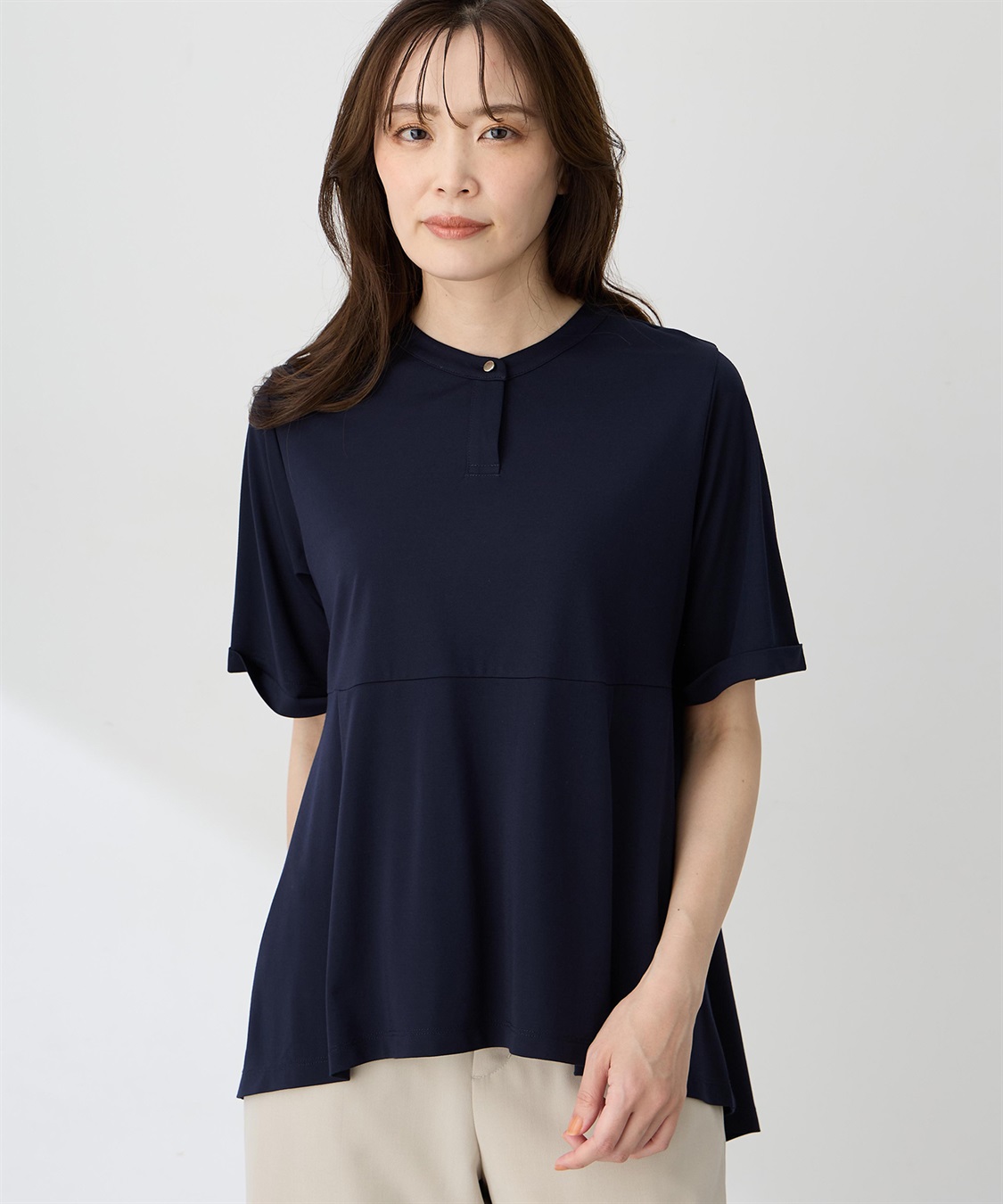 A/C DESIGN BY ALPHA CUBIC クルーネックペプラムTシャツ【ひやツヤ・UVカット・接触冷感】_variation_3