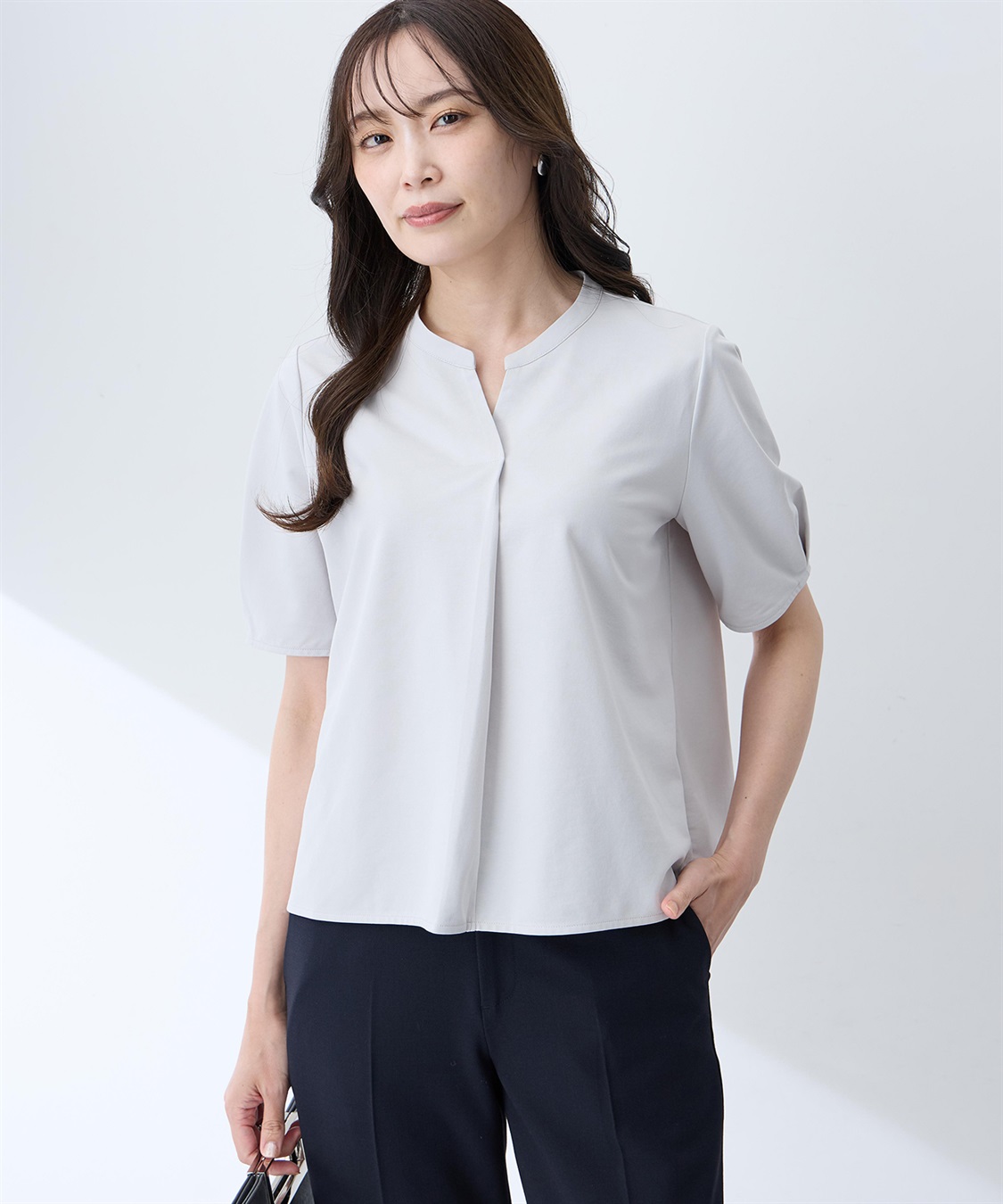 A/C DESIGN BY ALPHA CUBIC スタンドカラースキッパープルオーバー【接触冷感・UVカット・遮熱】_variation_1
