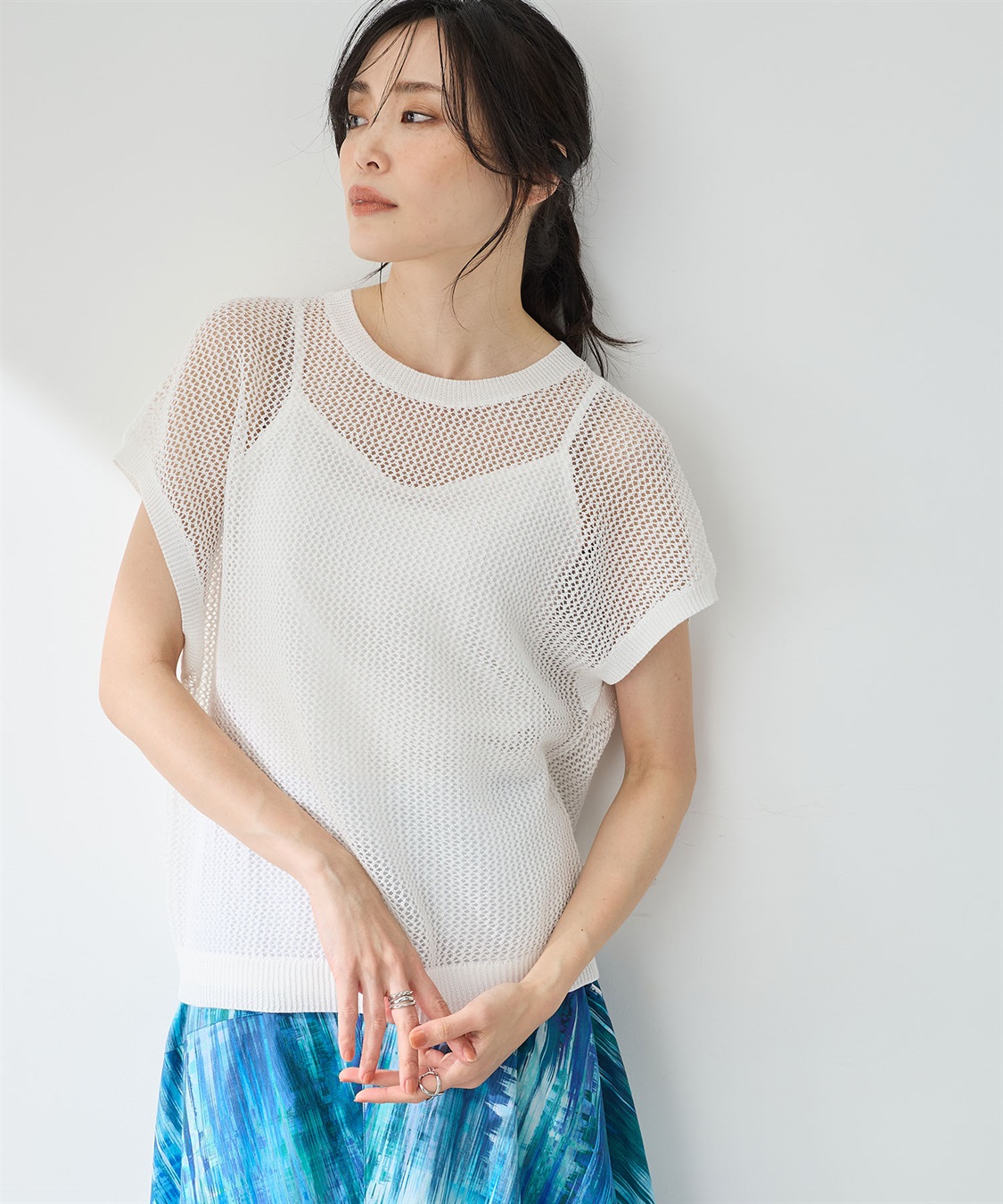 A/C DESIGN BY ALPHA CUBIC メッシュニットプルオーバー【手洗い可能】_variation_2