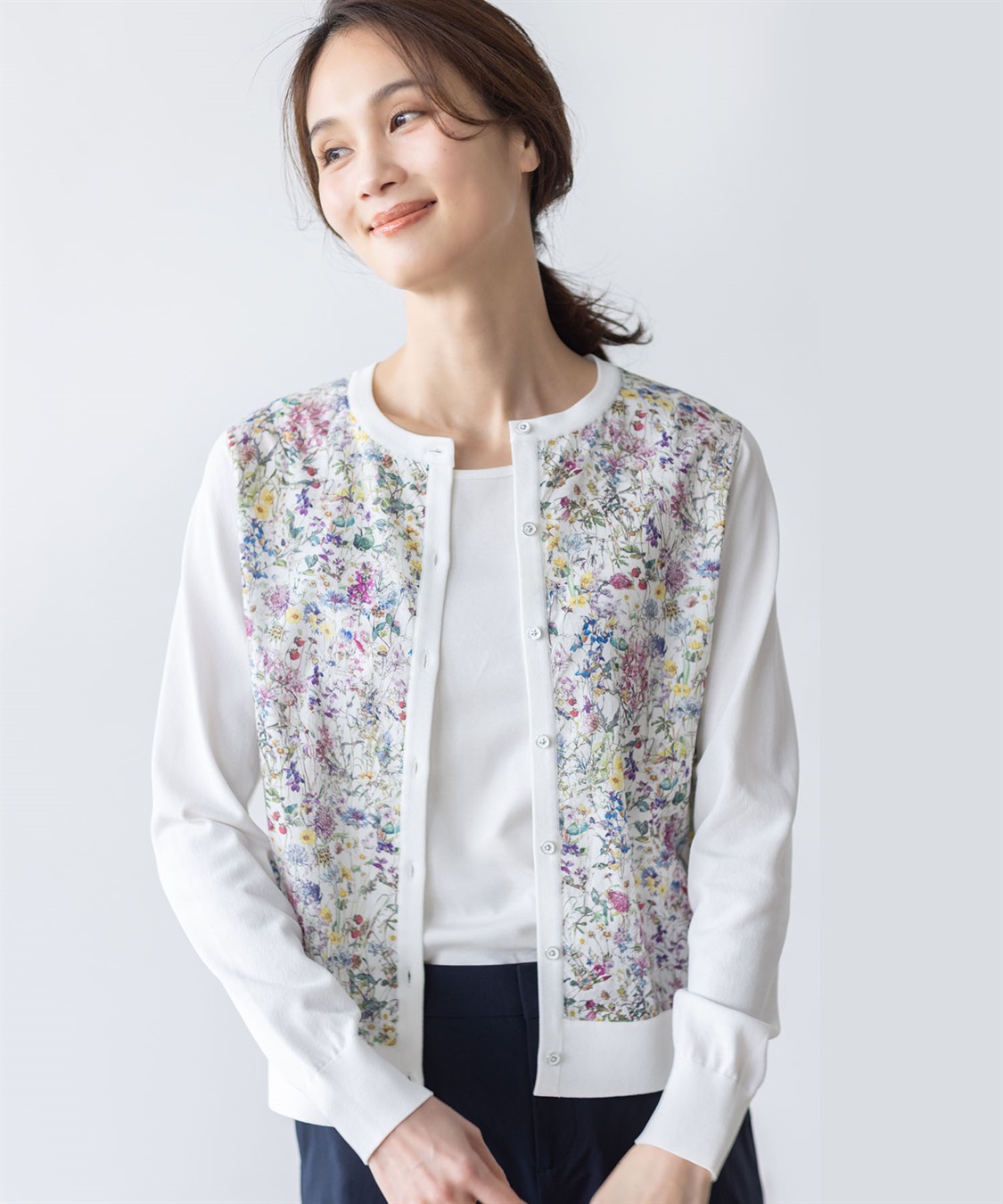 A/C DESIGN BY ALPHA CUBIC 【Liberty】リバティプリントクルーネックカーディガン【ハンドウォッシャブル】_main