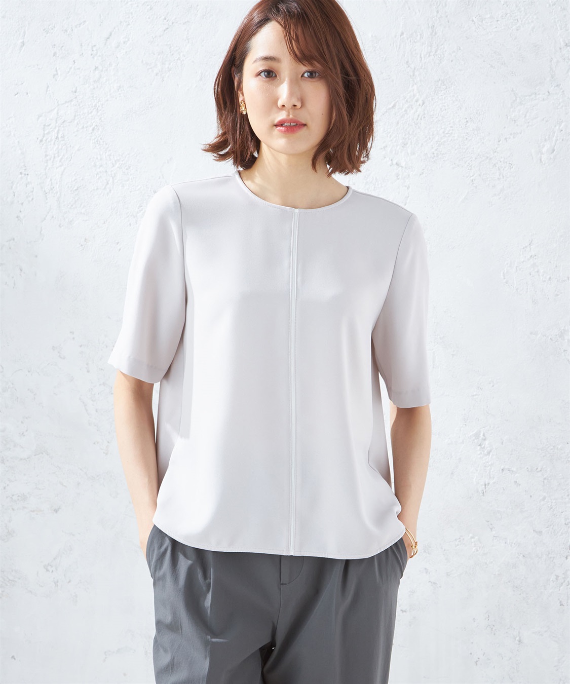 A/C DESIGN BY ALPHA CUBIC 【接触冷感】配色ラインブラウス_variation_1