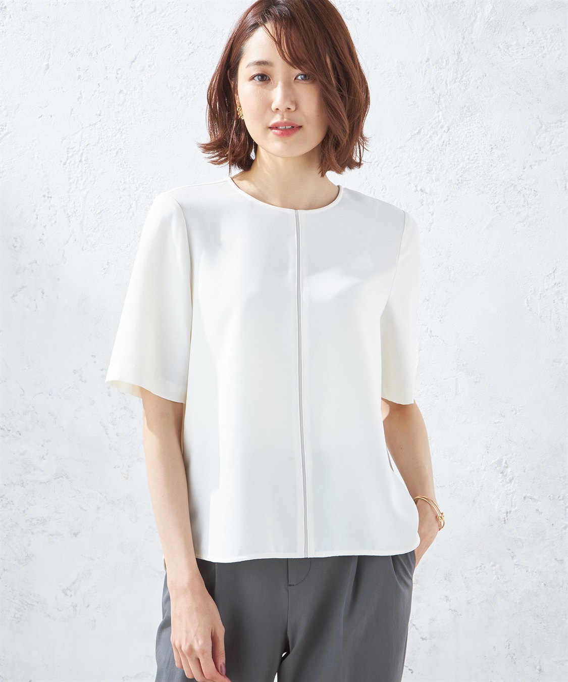 A/C DESIGN BY ALPHA CUBIC 【接触冷感】配色ラインブラウス_variation_3