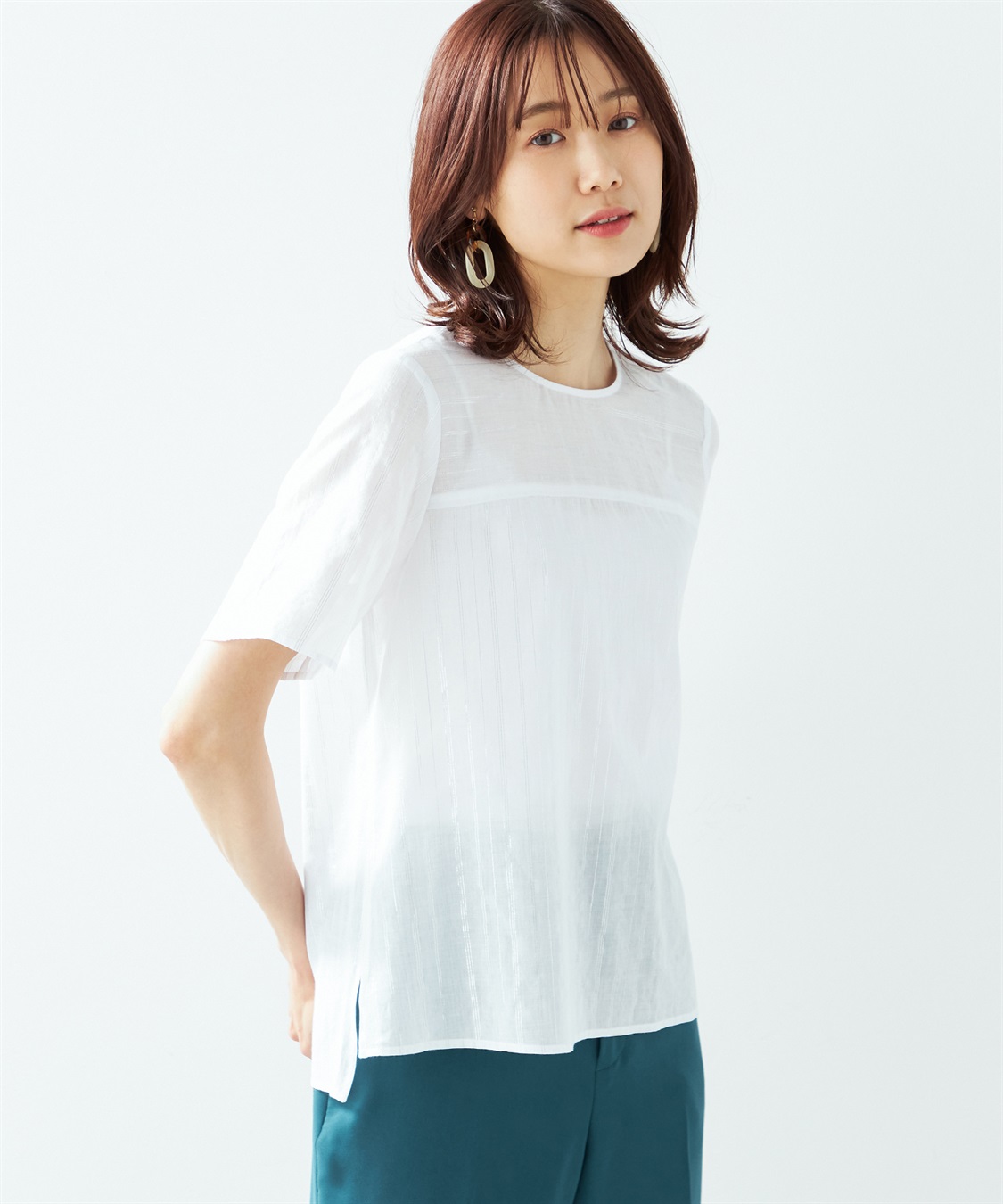 A/C DESIGN BY ALPHA CUBIC シアーラメストライプブラウス_variation_1