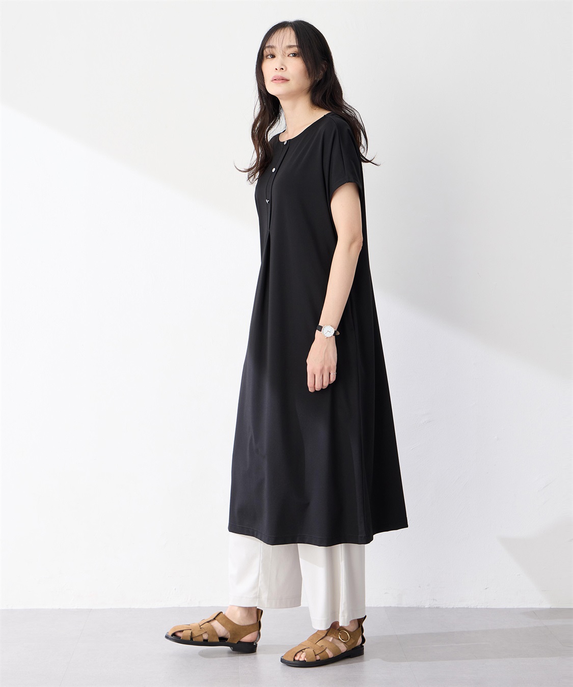 A/C DESIGN BY ALPHA CUBIC ヘンリーネック風カットワンピース_variation_1