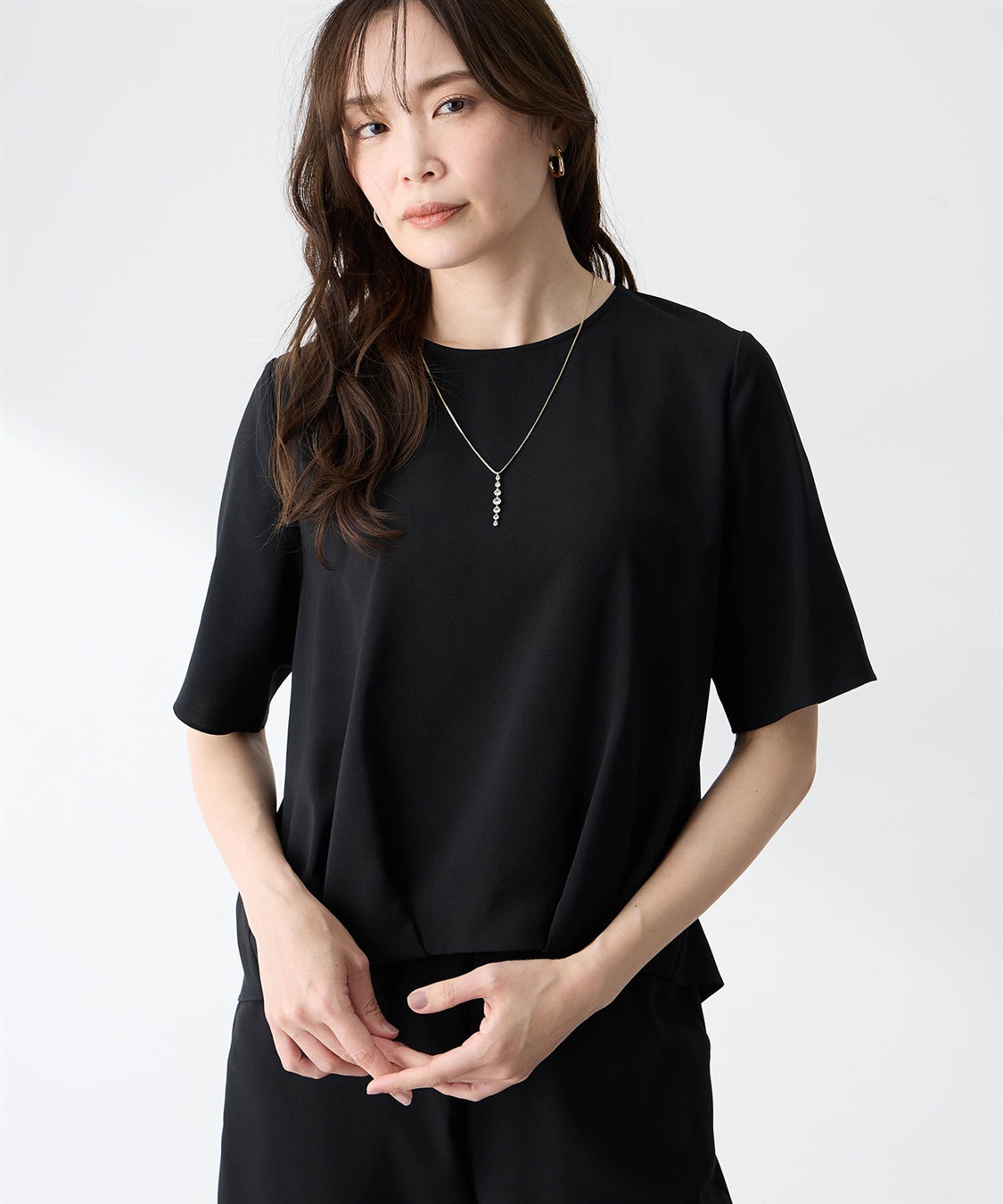 A/C DESIGN BY ALPHA CUBIC ハーフスリーブタックブラウス【接触冷感・セットアップ対応】_variation_1