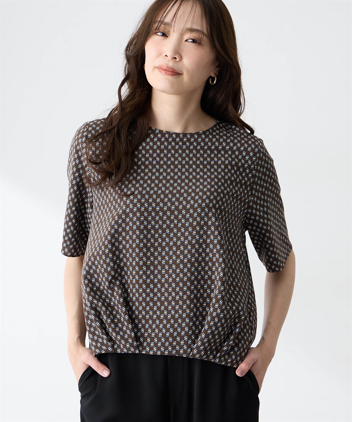 A/C DESIGN BY ALPHA CUBIC ハーフスリーブタックブラウス【接触冷感・セットアップ対応】_variation_2
