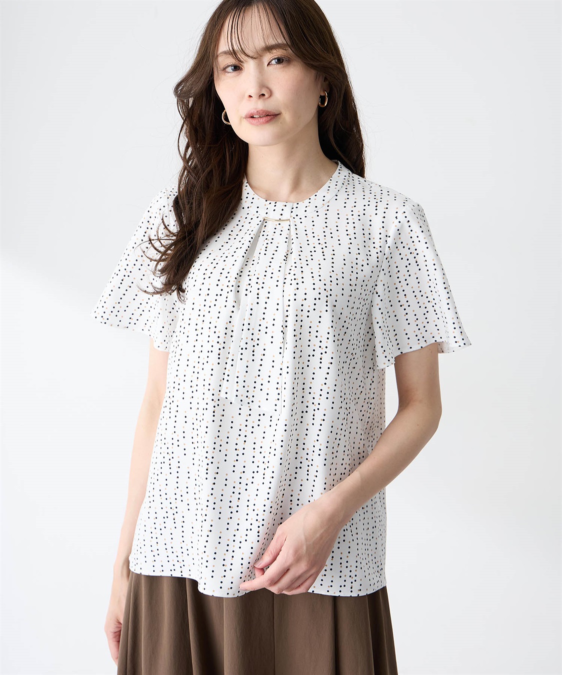 A/C DESIGN BY ALPHA CUBIC ドットプリントボウタイブラウス【アルコラージュプリント】_variation_2