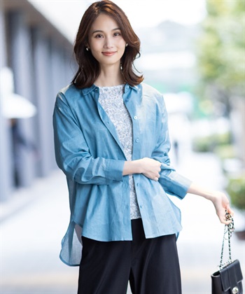 A/C DESIGN BY ALPHA CUBIC リネンミックスシアーシャツ
