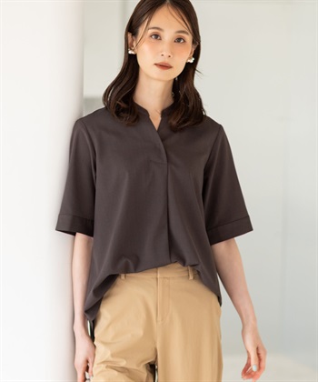 A/C DESIGN BY ALPHA CUBIC ストレッチスキッパーブラウス【接触冷感・UVカット・遮熱・セットアップ対応】