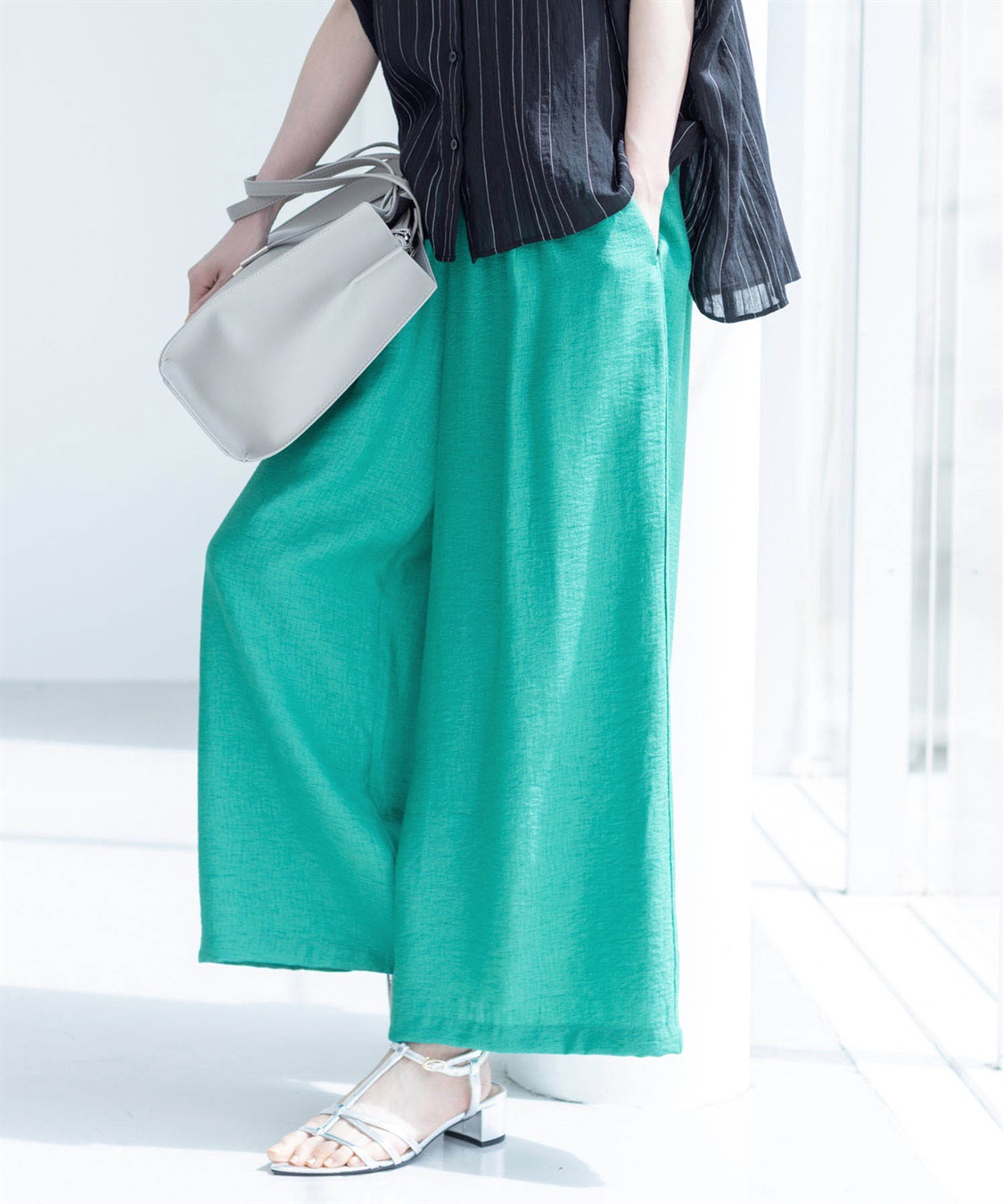A/C DESIGN BY ALPHA CUBIC リラックスワイドパンツ【接触冷感・ウエストゴム】_main
