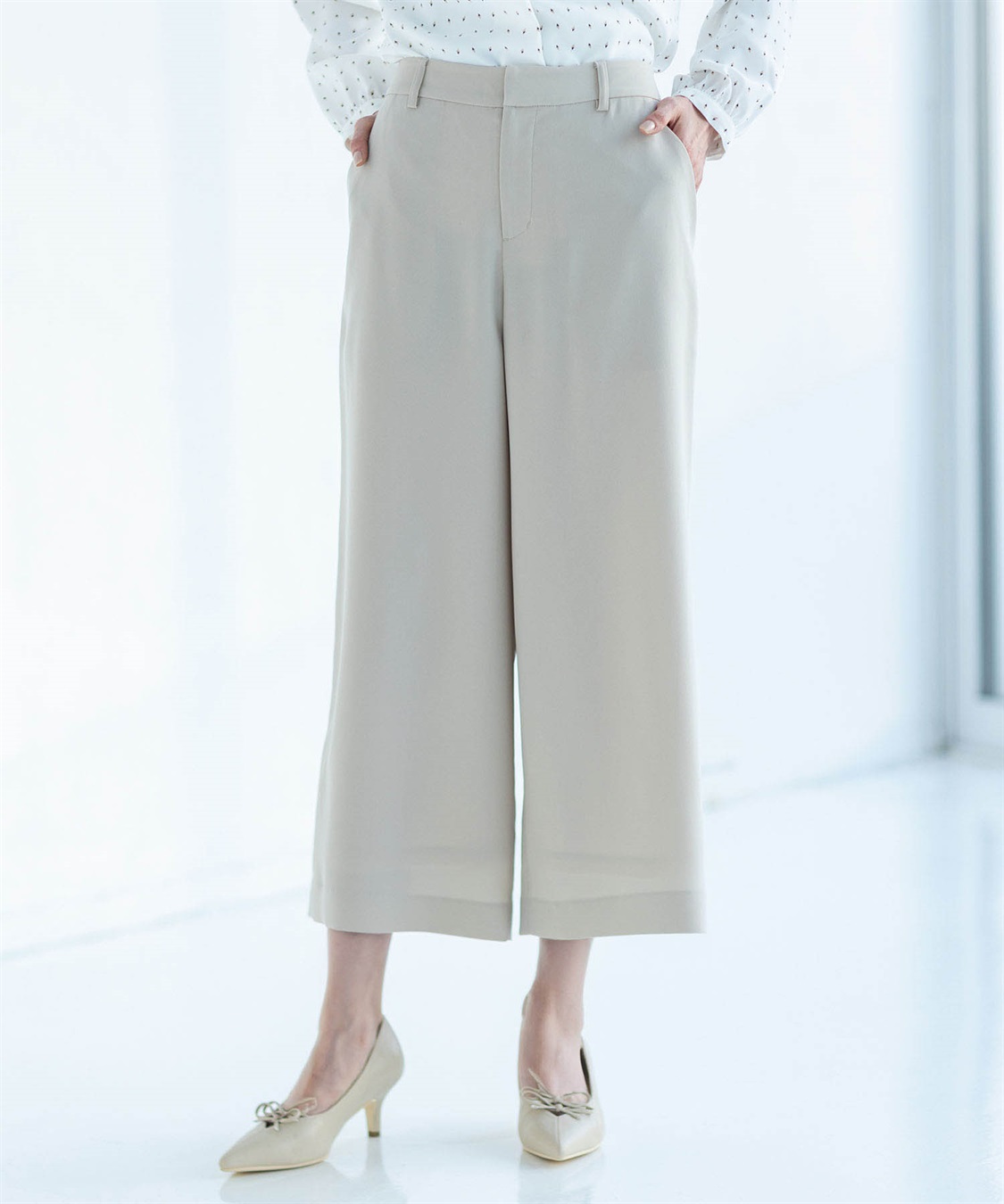 A/C DESIGN BY ALPHA CUBIC ストレッチジョーゼットワイドパンツ【接触冷感・UVカット・吸水速乾・セットアップ対応】_main