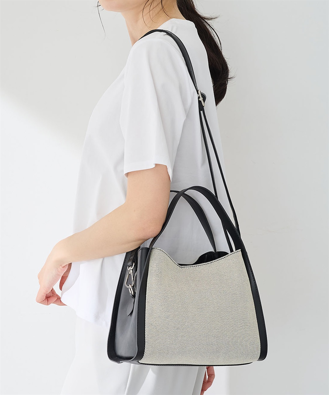 A/C DESIGN BY ALPHA CUBIC 合皮×キャンバスショルダーバッグ【2WAY】_variation_2