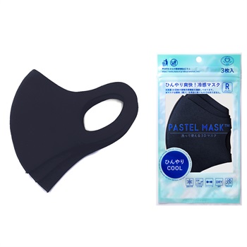PASTEL MASK パステルマスク　ひんやりCOOL 3枚入　接触冷感　UV対策　ストレッチ　洗って使える3Ｄマスク(ネイビー-レギュラー)