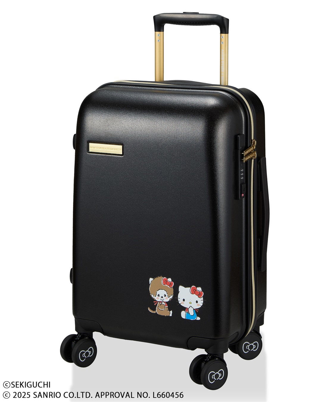 Life Style by cross marche 【MONCHHICHI×HELLO KITTY/モンチッチ×ハローキティ】スーツケース Sサイズ ドリンクホルダー付き ジッパータイプ_variation_1