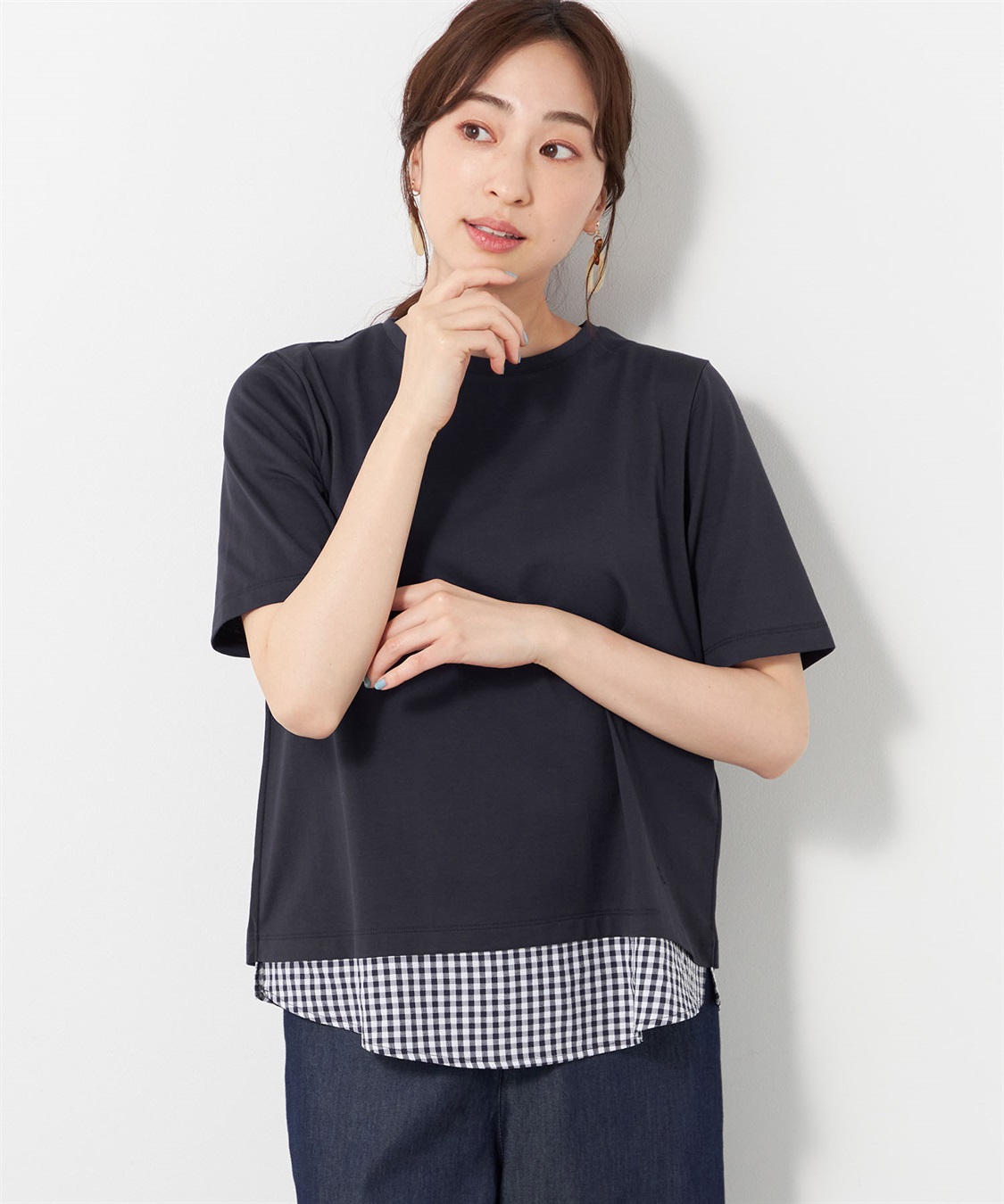 DECOY ギンガムチェックドッキングTシャツ_variation_2
