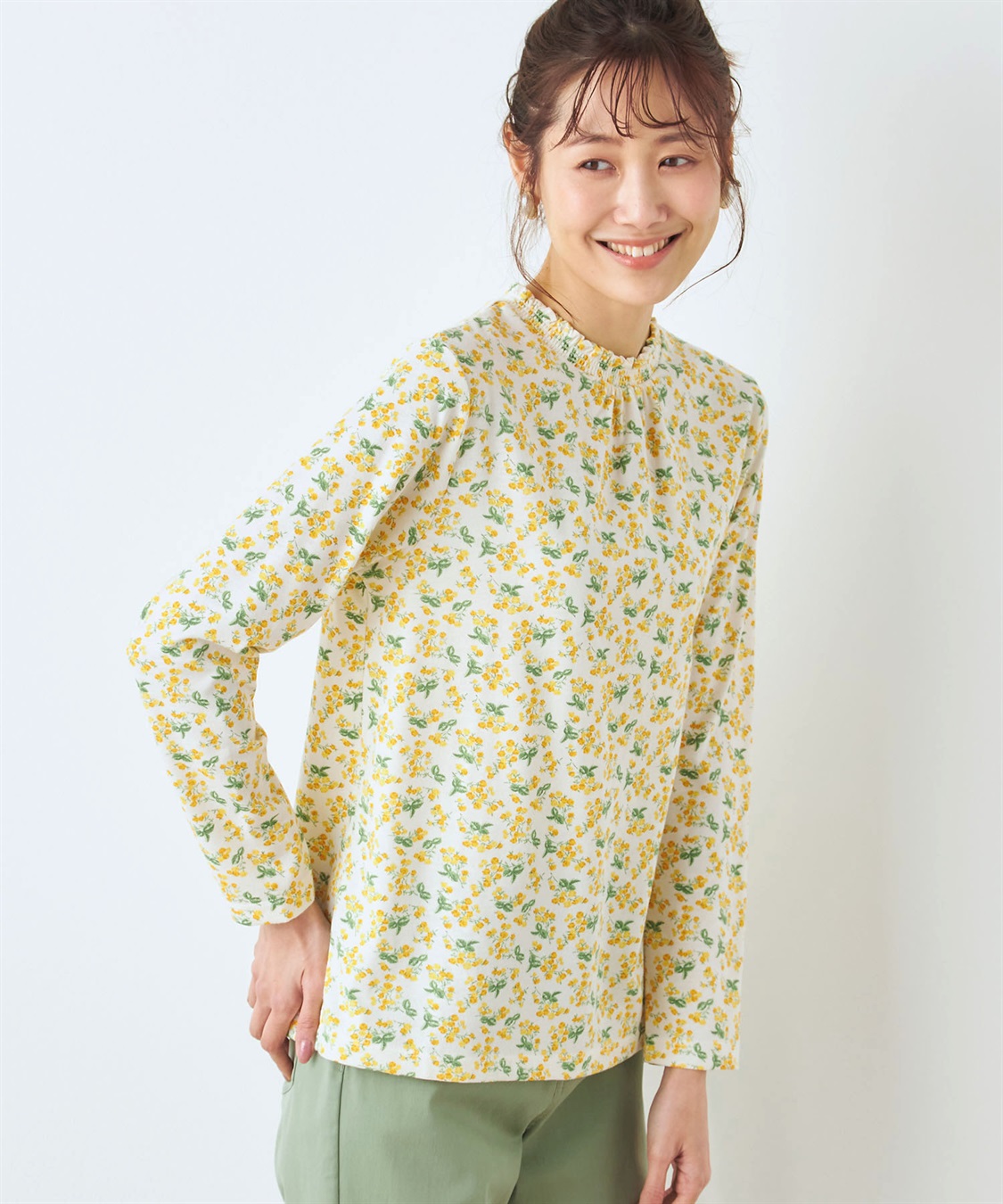 DECOY ミモザプリントフリルTシャツ_main