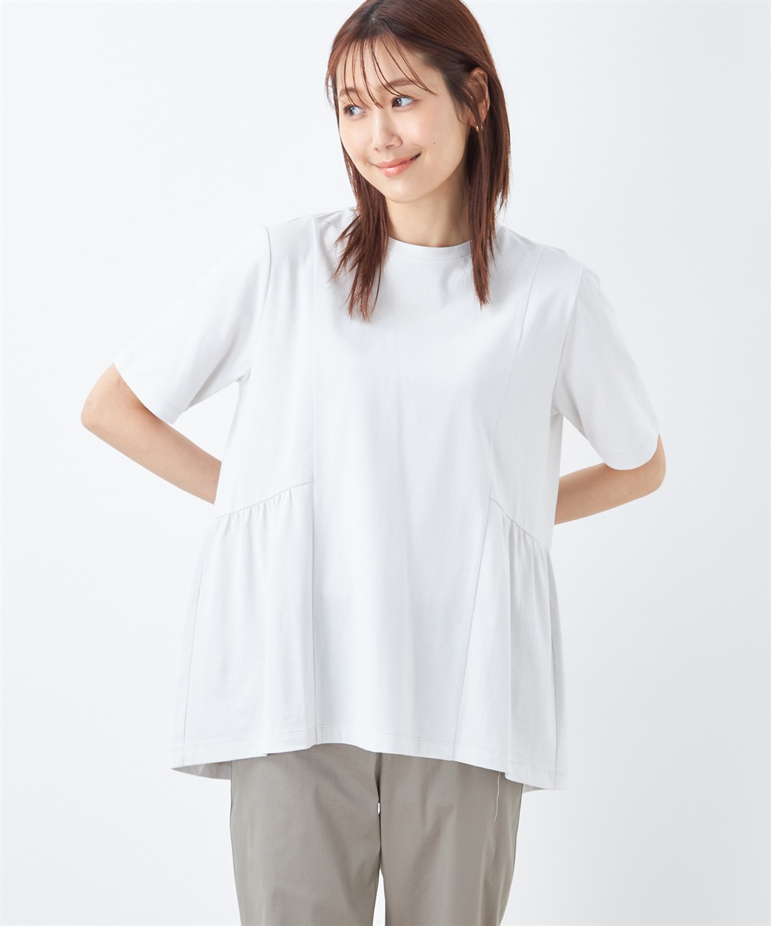 DECOY 【汗染み防止・UVカット・接触冷感】ひやさらギャザー切替チュニックTシャツ_variation_1