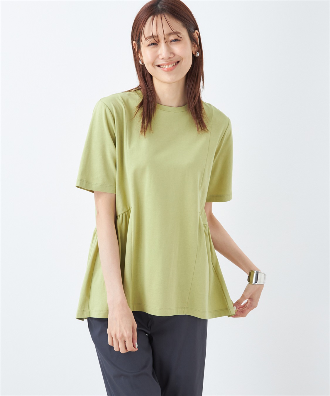 DECOY 【汗染み防止・UVカット・接触冷感】ひやさらギャザー切替チュニックTシャツ_variation_2