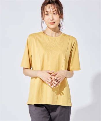 DECOY 【冷感】【汗じみ防止】ひやさら刺しゅう切替Tシャツ_variationthumb_1